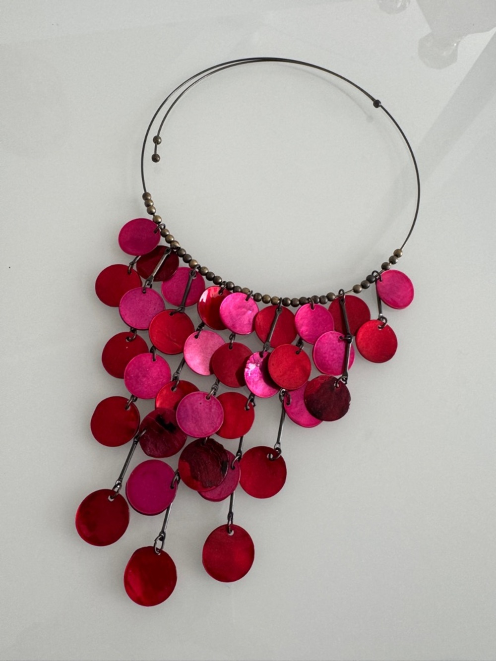 Pink & Red Disc Statement Necklace - Women Jewelry